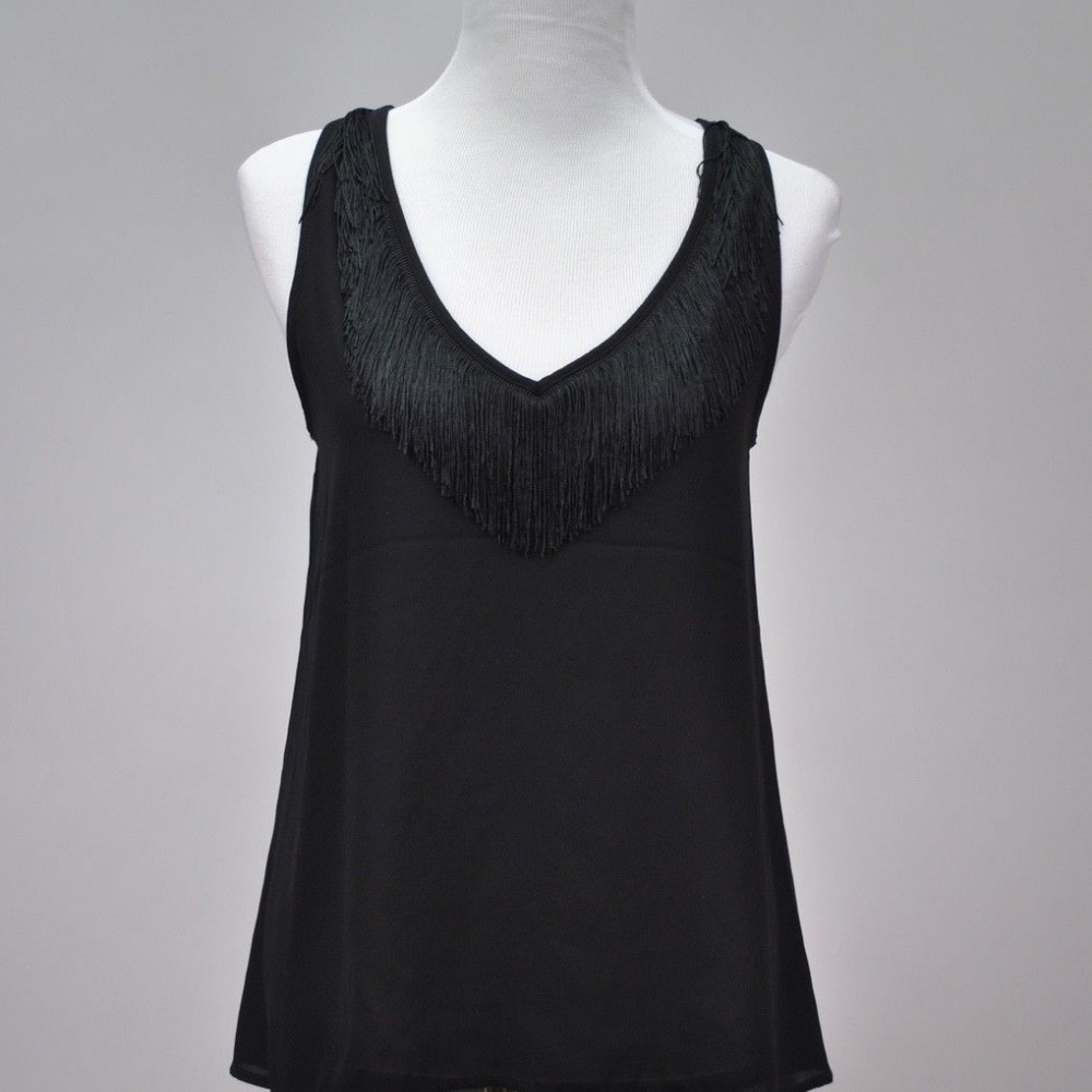 NWOT Express Black Fringe Tank Top